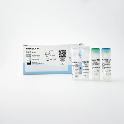 Mipoz qPCR Kit with reagent tubes on a white background