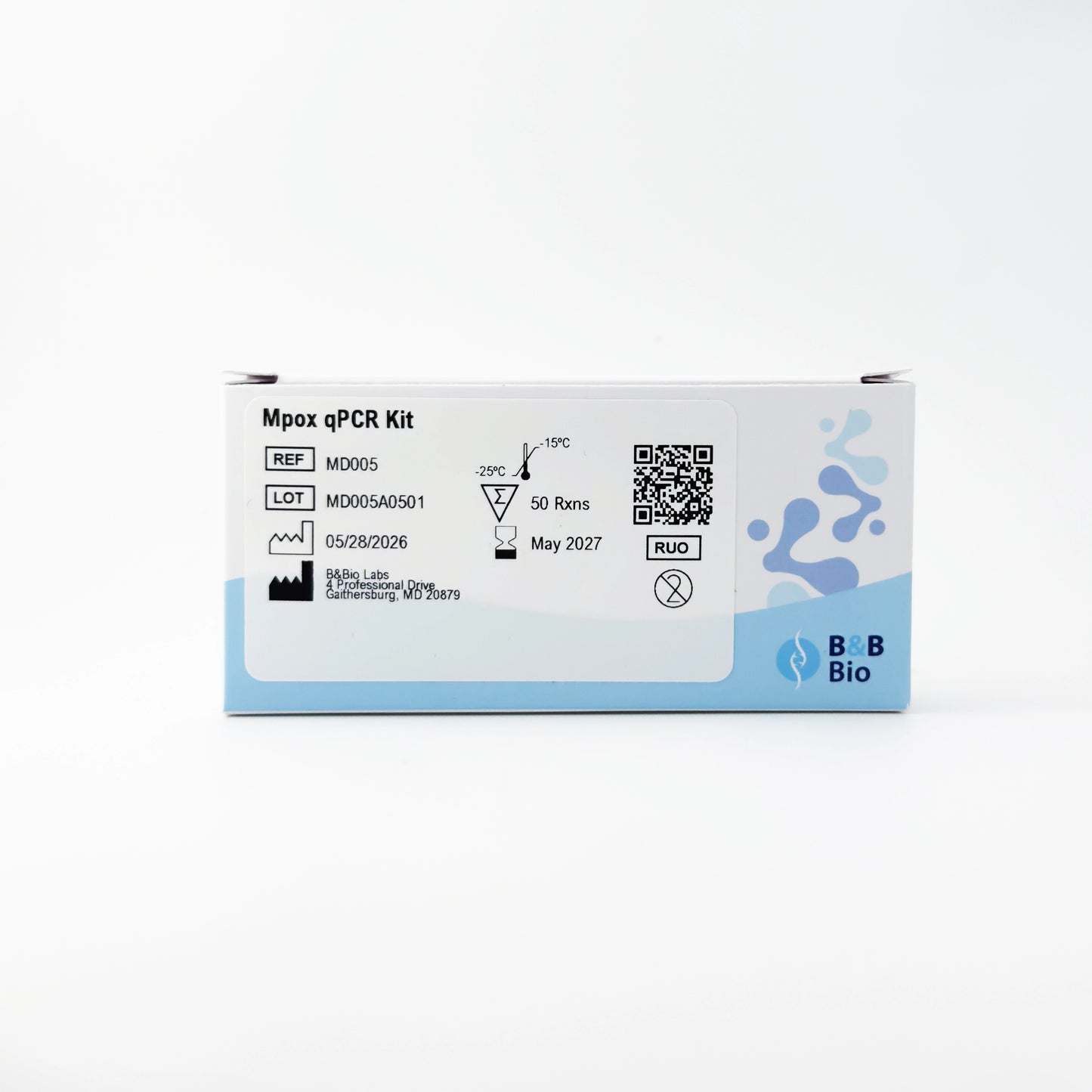 Mpax qPCR Kit packaging with B&B Bio branding on a white background
