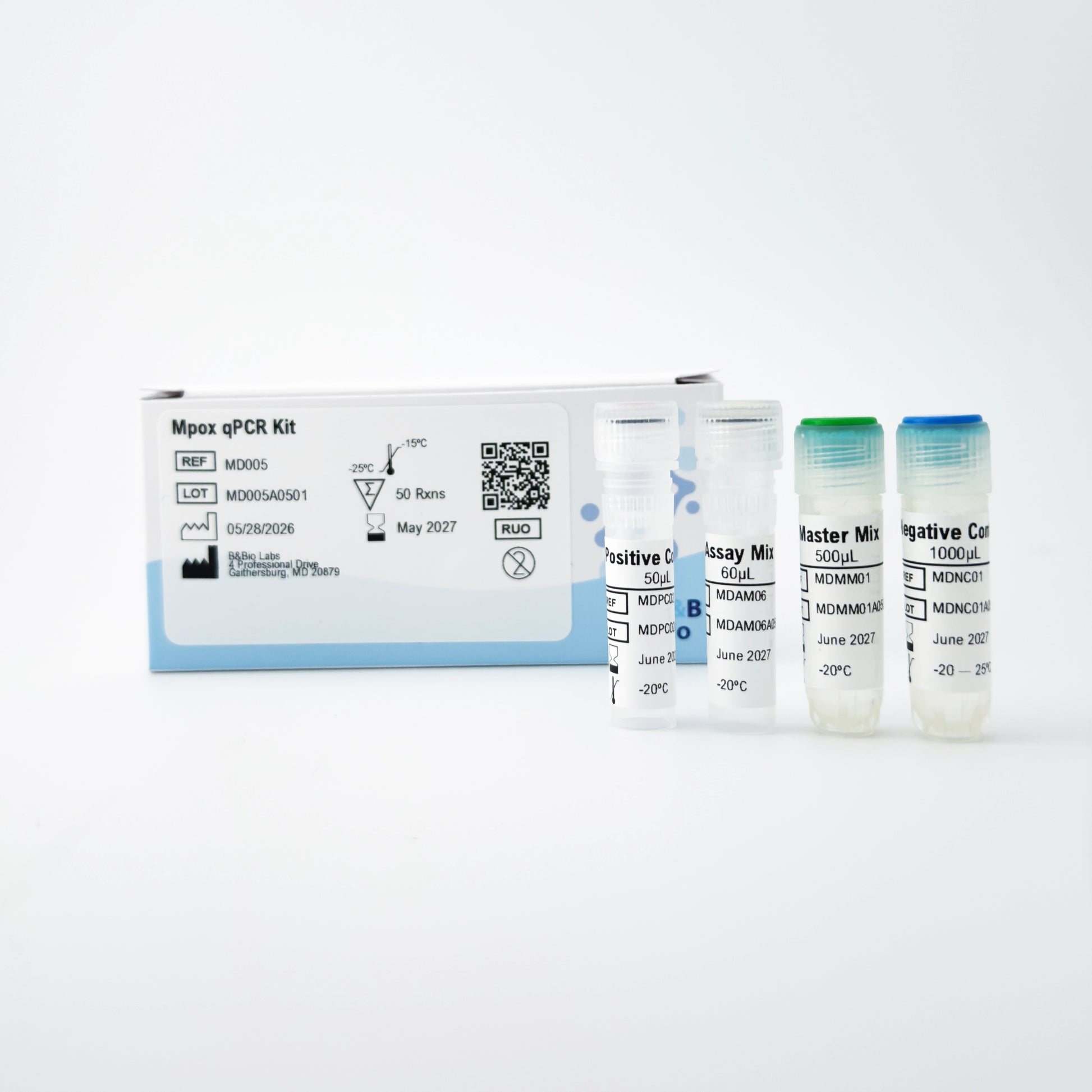 MpxqPCR Kit with vials on a white background