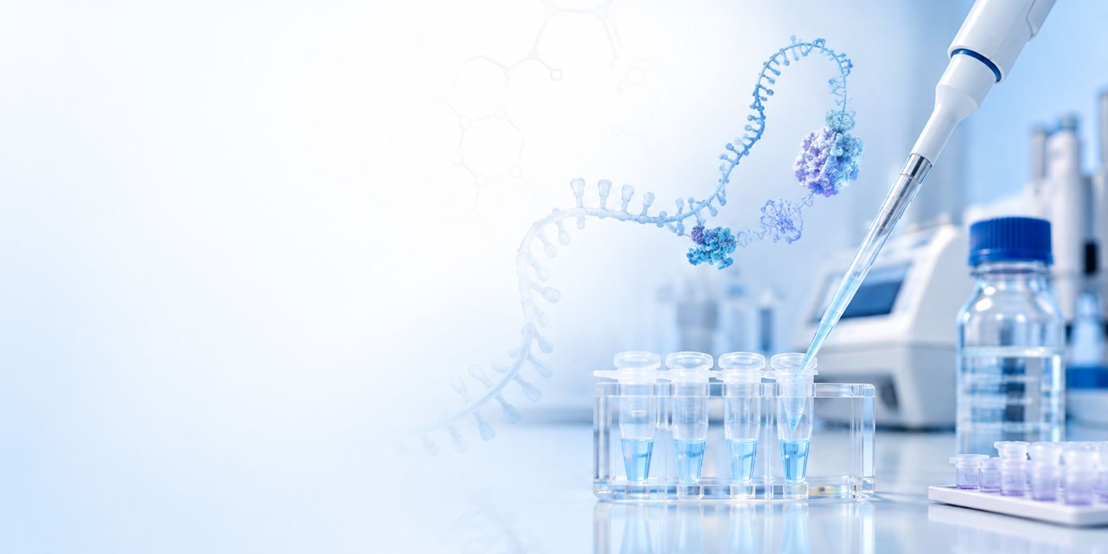 In vitro transcription illustration showing a DNA template and newly synthesized RNA